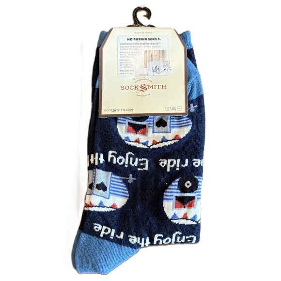 Socksmith Women's Crew Socks Enjoy The Ride Vintage Trailer Novelty Footwear - Picture 2 of 3